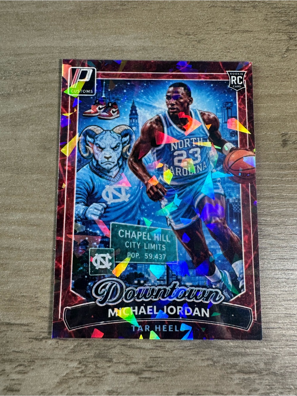 Michael Jordan Downtown  Holographic Novelty Card. Rare. North Carolina. Bulls.